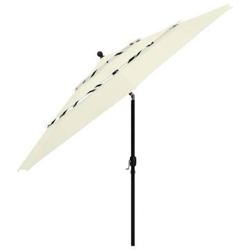 3-Tier Parasol with Aluminium Pole - Sand | 3.5m Outdoor Umbrella