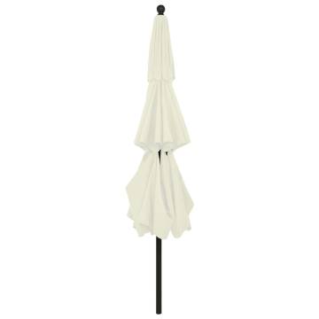 3-Tier Parasol with Aluminium Pole - Sand | 3.5m Outdoor Umbrella