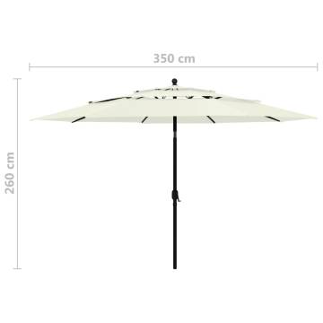 3-Tier Parasol with Aluminium Pole - Sand | 3.5m Outdoor Umbrella