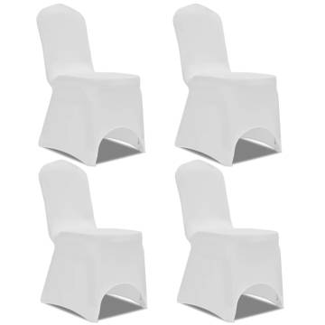 White Stretch Chair Cover Set - 4 Pcs for Elegant Events