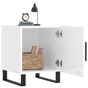 High Gloss White Bedside Cabinet - 40x40x50 cm | HipoMarket