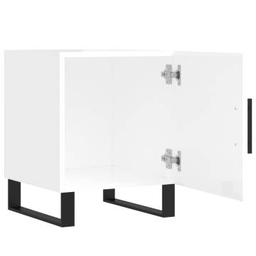 High Gloss White Bedside Cabinet - 40x40x50 cm | HipoMarket