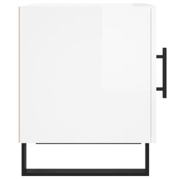 High Gloss White Bedside Cabinet - 40x40x50 cm | HipoMarket