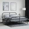 Stylish Metal Bed Frame with Headboard - Black 160x200 cm