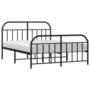 Stylish Metal Bed Frame with Headboard - Black 160x200 cm