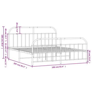 Stylish Metal Bed Frame with Headboard - Black 160x200 cm