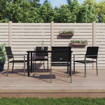 5 Piece Garden Dining Set - Stylish Poly Rattan & Steel