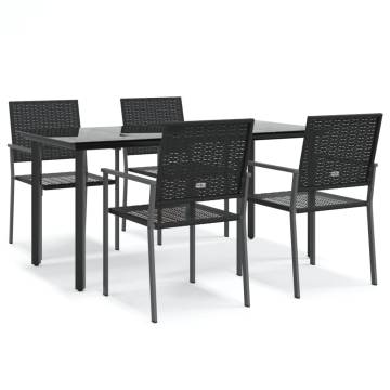 5 Piece Garden Dining Set - Stylish Poly Rattan & Steel