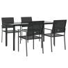 5 Piece Garden Dining Set - Stylish Poly Rattan & Steel