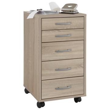 FMD Mobile 5 Drawer Cabinet Oak - Stylish Office Storage