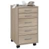 FMD Mobile 5 Drawer Cabinet Oak - Stylish Office Storage