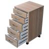 FMD Mobile 5 Drawer Cabinet Oak - Stylish Office Storage