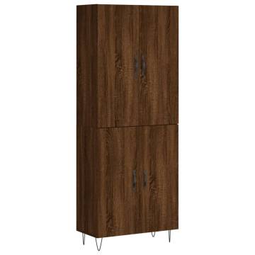 Stylish Highboard Brown Oak - Engineered Wood Storage 69.5x34x180cm