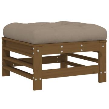 Honey Brown Garden Footstool with Cushion | Solid Pine Wood