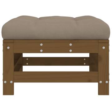 Honey Brown Garden Footstool with Cushion | Solid Pine Wood