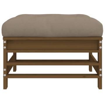 Honey Brown Garden Footstool with Cushion | Solid Pine Wood