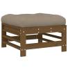 Honey Brown Garden Footstool with Cushion | Solid Pine Wood