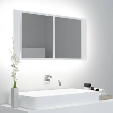 LED Bathroom Mirror Cabinet White 90x12x45 cm | Hipomarket