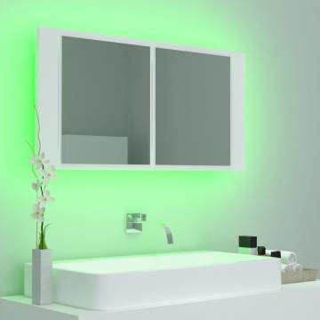 LED Bathroom Mirror Cabinet White 90x12x45 cm | Hipomarket