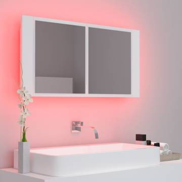 LED Bathroom Mirror Cabinet White 90x12x45 cm | Hipomarket