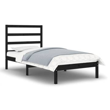 Black Solid Wood Bed Frame - 75x190 cm Small Single