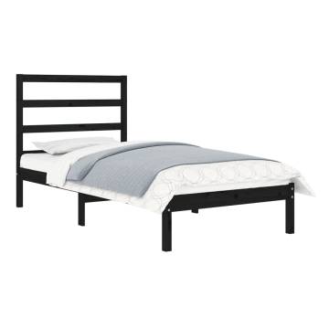 Black Solid Wood Bed Frame - 75x190 cm Small Single