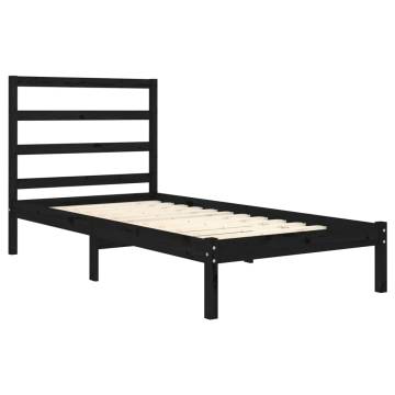 Black Solid Wood Bed Frame - 75x190 cm Small Single