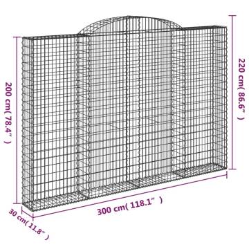 Arched Gabion Baskets 2 pcs - Galvanised Iron Garden Decor