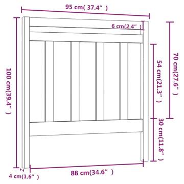 Stylish White Bed Headboard - Solid Pine Wood 95x4x100 cm