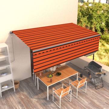 Manual Retractable Awning 5x3m Orange & Brown - Hipomarket