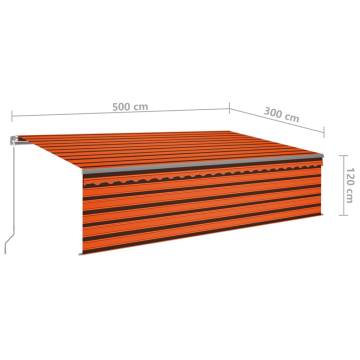 Manual Retractable Awning 5x3m Orange & Brown - Hipomarket