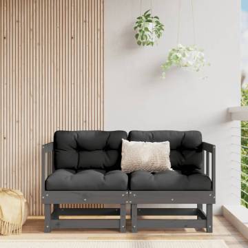 Corner Sofas with Cushions - Grey Solid Wood Pine | HipoMarket