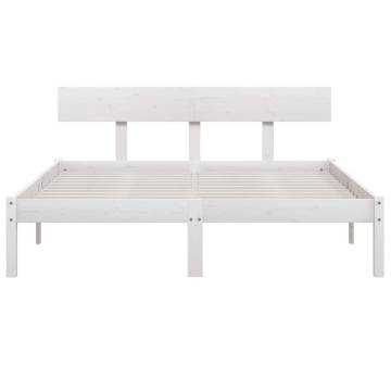 White Solid Pine Bed Frame 140x190 cm - Hipomarket UK