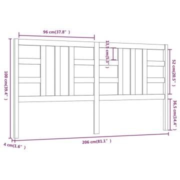 Solid Wood Pine Bed Headboard 206x4x100 cm for Stylish Bedrooms