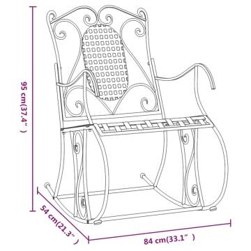 Rocking Bench 84 cm Black Steel | Stylish Outdoor Seating