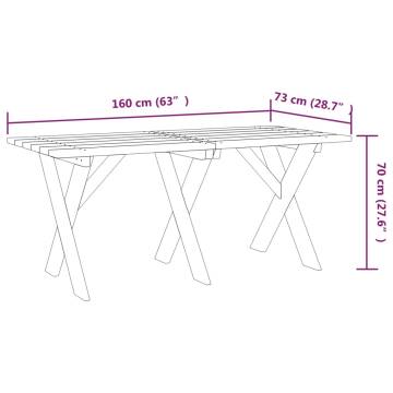 Garden Table 160x73x70 cm - Durable Impregnated Pinewood