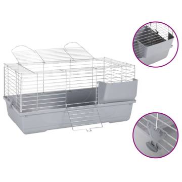 Small Animal Cage Grey 80x45x39 cm - Durable & Secure Home