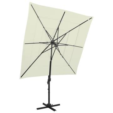 4-Tier Parasol with Aluminium Pole - Sand 250x250 cm