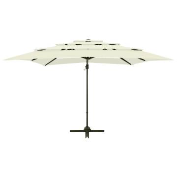 4-Tier Parasol with Aluminium Pole - Sand 250x250 cm