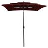 3-Tier Parasol with Aluminium Pole - Bordeaux Red 2x2 m