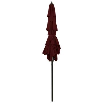 3-Tier Parasol with Aluminium Pole - Bordeaux Red 2x2 m