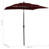 3-Tier Parasol with Aluminium Pole - Bordeaux Red 2x2 m