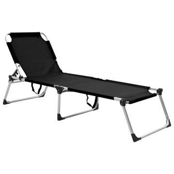 Extra High Folding Senior Sunbed - Black Aluminium | Hipo Market