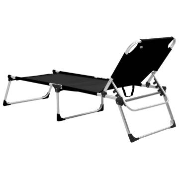 Extra High Folding Senior Sunbed - Black Aluminium | Hipo Market