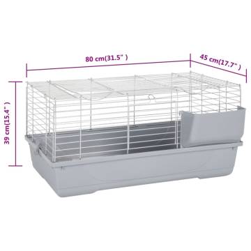 Small Animal Cage Grey 80x45x39 cm - Durable & Secure Home