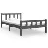 Grey Solid Wood Bed Frame 100x200 cm - Classic Design