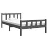 Grey Solid Wood Bed Frame 100x200 cm - Classic Design