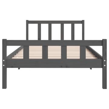 Grey Solid Wood Bed Frame 100x200 cm - Classic Design