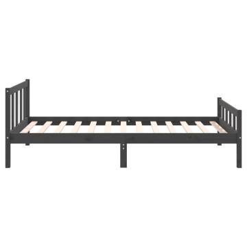 Grey Solid Wood Bed Frame 100x200 cm - Classic Design