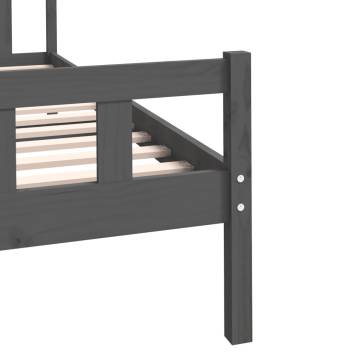 Grey Solid Wood Bed Frame 100x200 cm - Classic Design